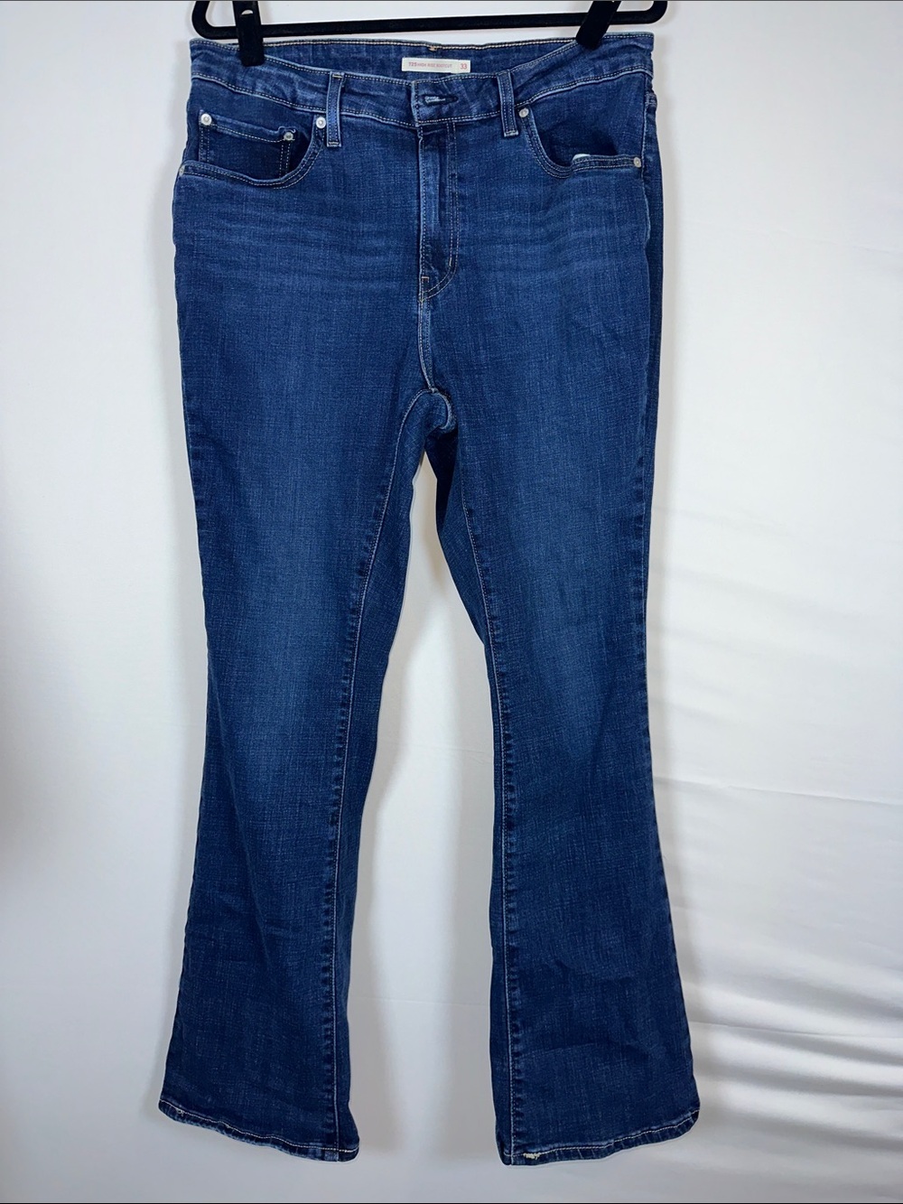 Levi's 725 High Rise Bootcut Jeans 33 Blue Denim Stretch Classic Fit